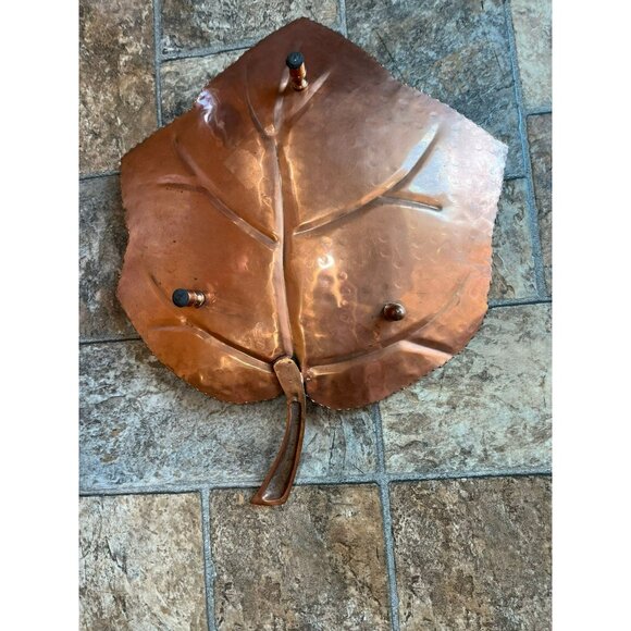 Vtg 1970's Solid Copper Maple Leaf Decorative Serving Dish Hand Hammered - Picture 2 of 10